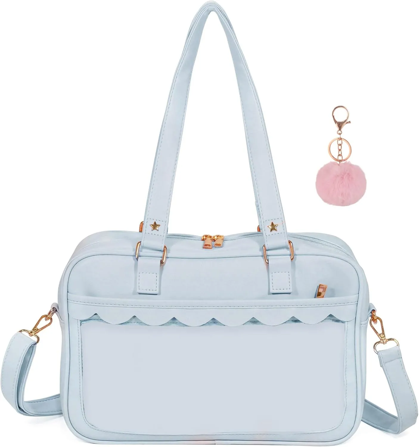 Ita Purse Crossbody Japanese Shoulder Bag Messenger Pin Display with Insert Pompom Cute Kawaii