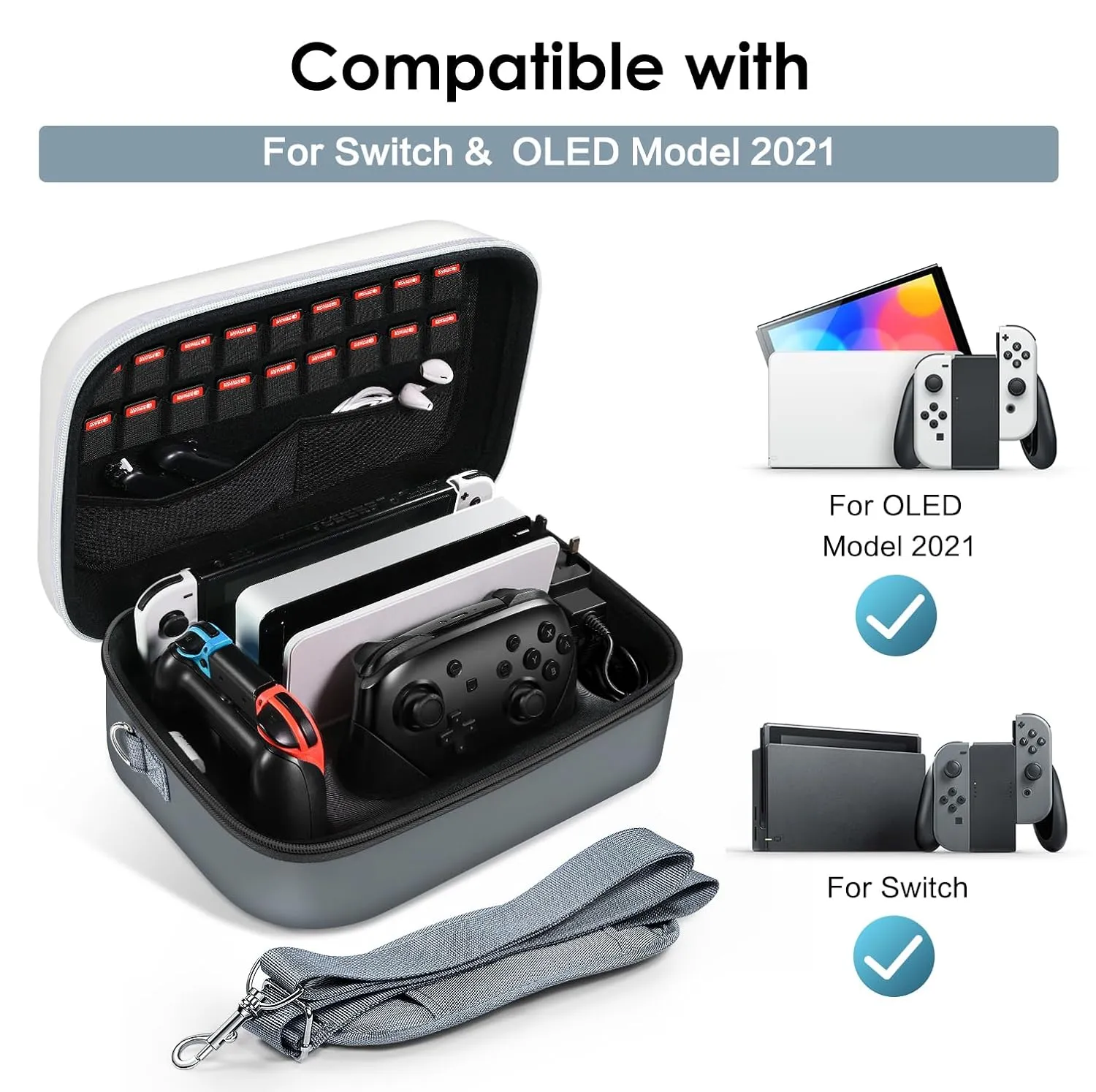 ivoler Carrying Storage Case for Nintendo Switch/For Switch OLED(Limited Edition),Portable Travel All Protective Hard Messenger Bag Soft Lining 18Games for Switch Console Pro Controller-RetroShell N3S
