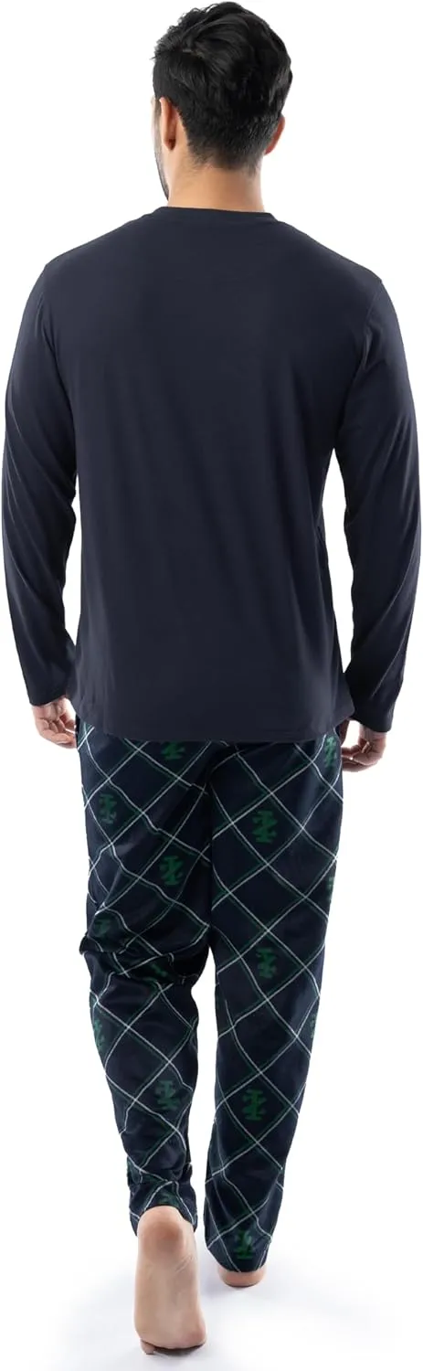 IZOD Men's Long Sleeve Jersey Top and Fleece Pants Sleep Pajama Set