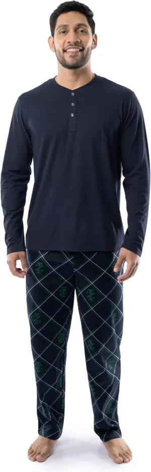 IZOD Men's Long Sleeve Jersey Top and Fleece Pants Sleep Pajama Set