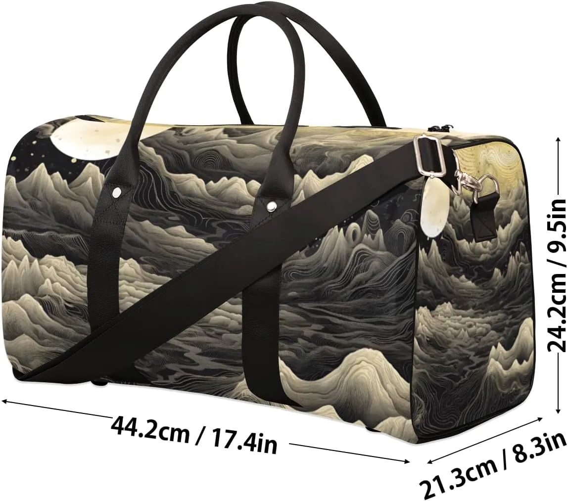 Japanese Waves Travel Duffle Bag for Women Men Gym Duffel Foldable Bag Waterproof Weekender Asian Art Duffle Tote