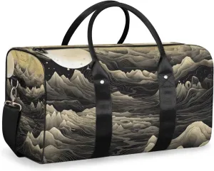 Japanese Waves Travel Duffle Bag for Women Men Gym Duffel Foldable Bag Waterproof Weekender Asian Art Duffle Tote