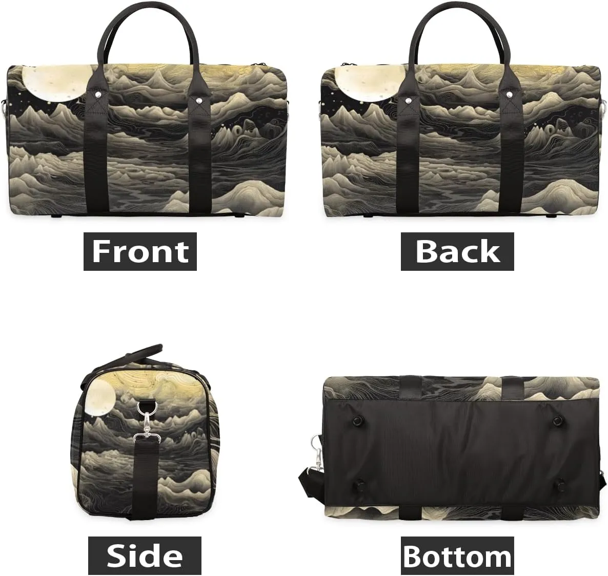 Japanese Waves Travel Duffle Bag for Women Men Gym Duffel Foldable Bag Waterproof Weekender Asian Art Duffle Tote