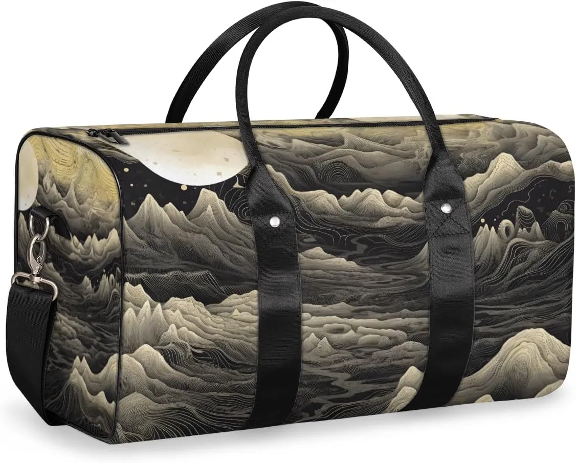 Japanese Waves Travel Duffle Bag for Women Men Gym Duffel Foldable Bag Waterproof Weekender Asian Art Duffle Tote