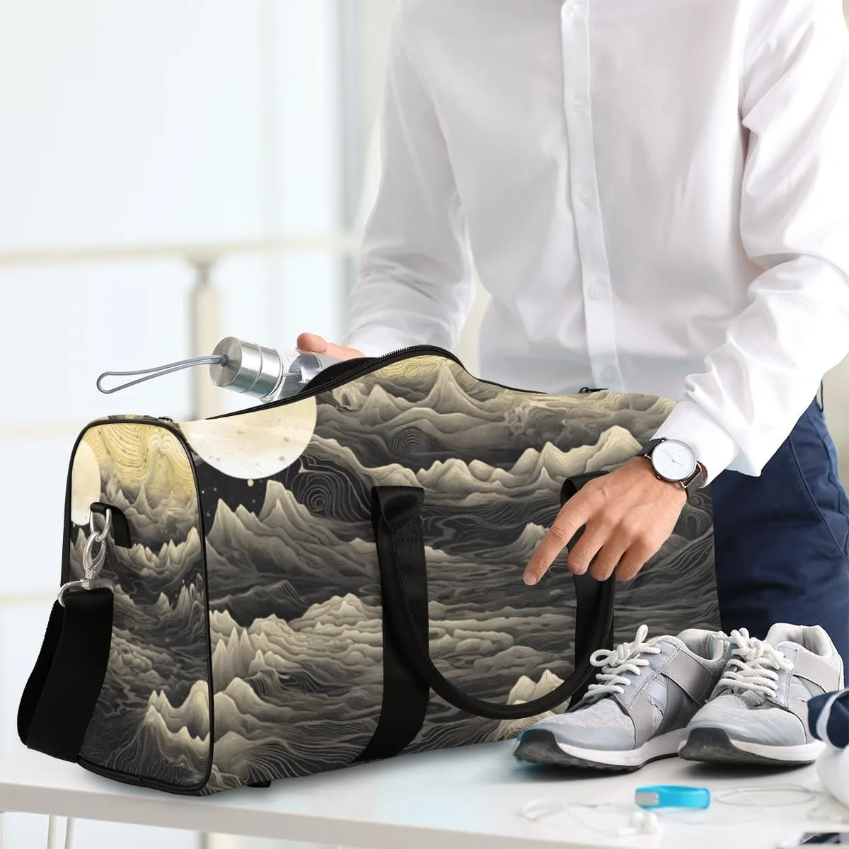 Japanese Waves Travel Duffle Bag for Women Men Gym Duffel Foldable Bag Waterproof Weekender Asian Art Duffle Tote