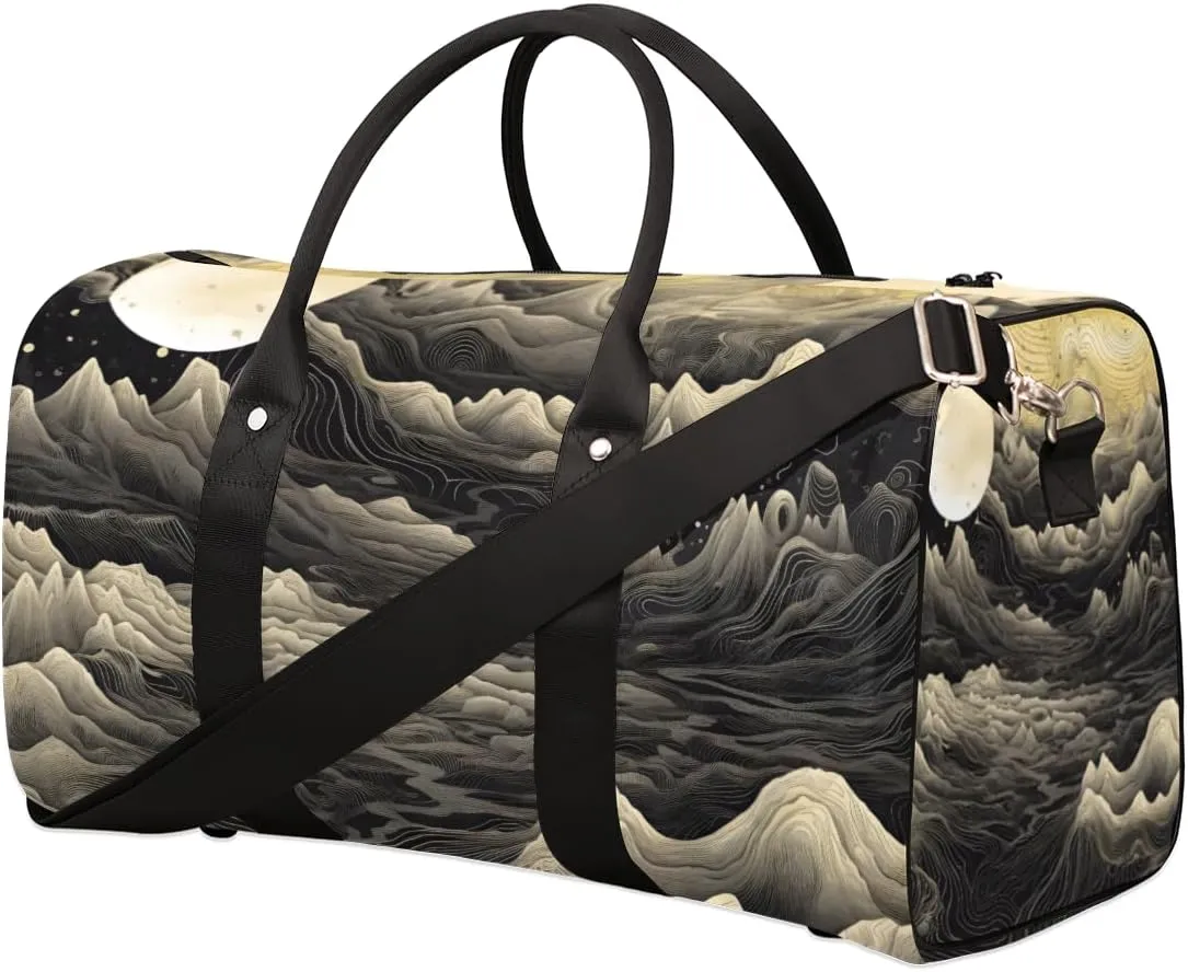 Japanese Waves Travel Duffle Bag for Women Men Gym Duffel Foldable Bag Waterproof Weekender Asian Art Duffle Tote