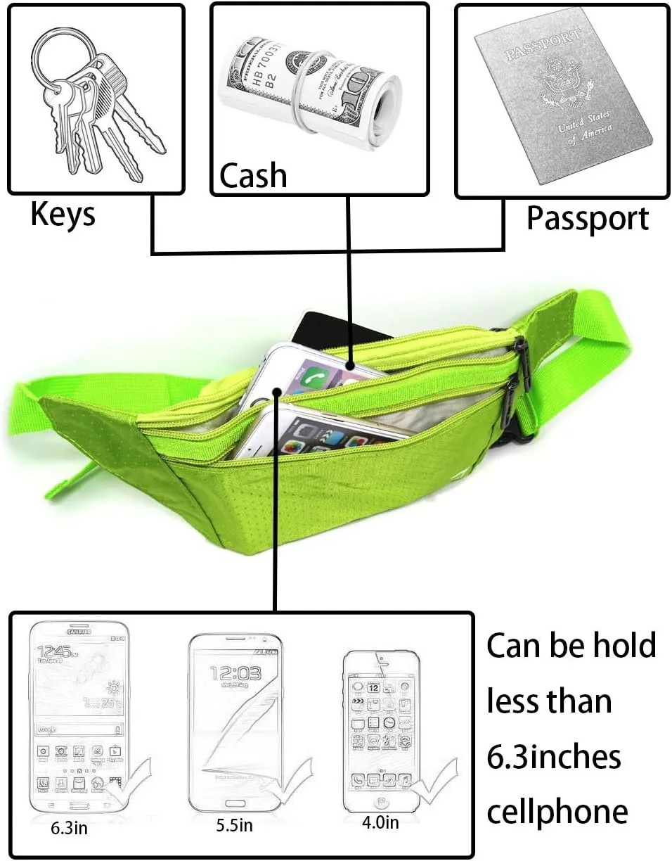JBYDLIFE Waist Pack Bag Ultrathin Hide Purse Outdoor Sports Jogging Travel Runner Belt with Credit Card Protector Slots Green