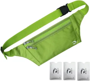 JBYDLIFE Waist Pack Bag Ultrathin Hide Purse Outdoor Sports Jogging Travel Runner Belt with Credit Card Protector Slots Green