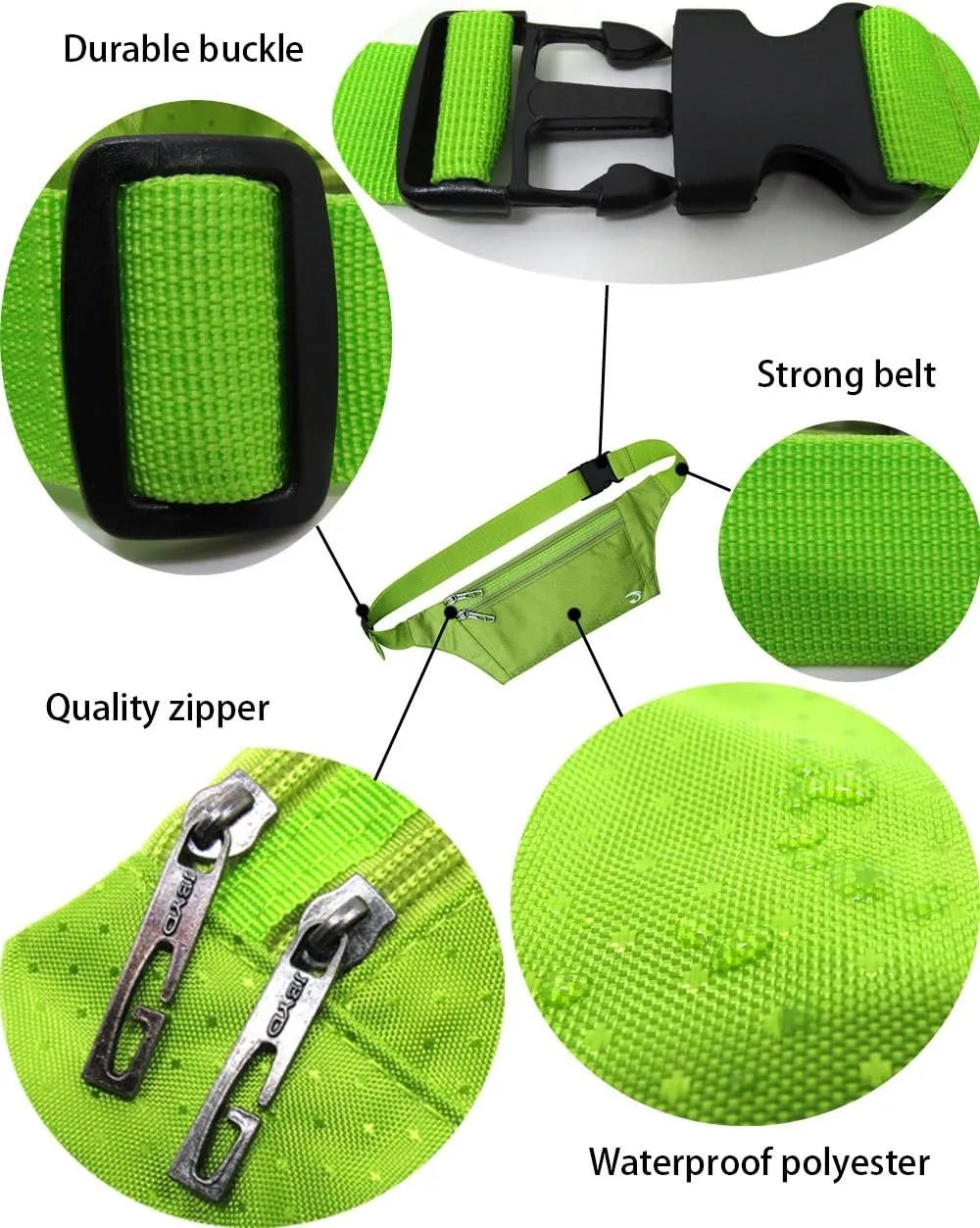 JBYDLIFE Waist Pack Bag Ultrathin Hide Purse Outdoor Sports Jogging Travel Runner Belt with Credit Card Protector Slots Green