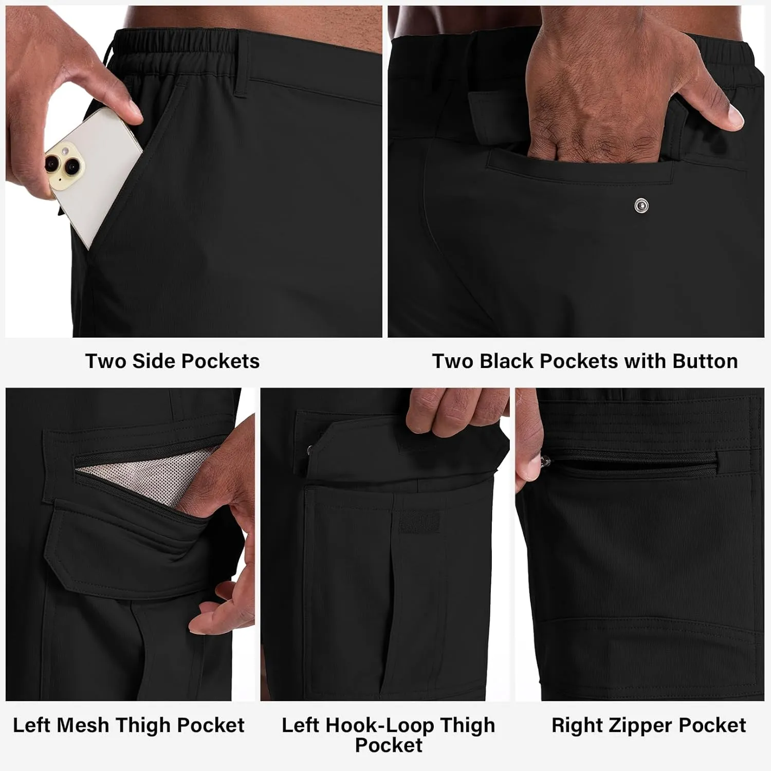 Jessie Kidden Mens Outdoor Casual Expandable Waist Lightweight Water Resistant Quick Dry Fishing Hiking Shorts