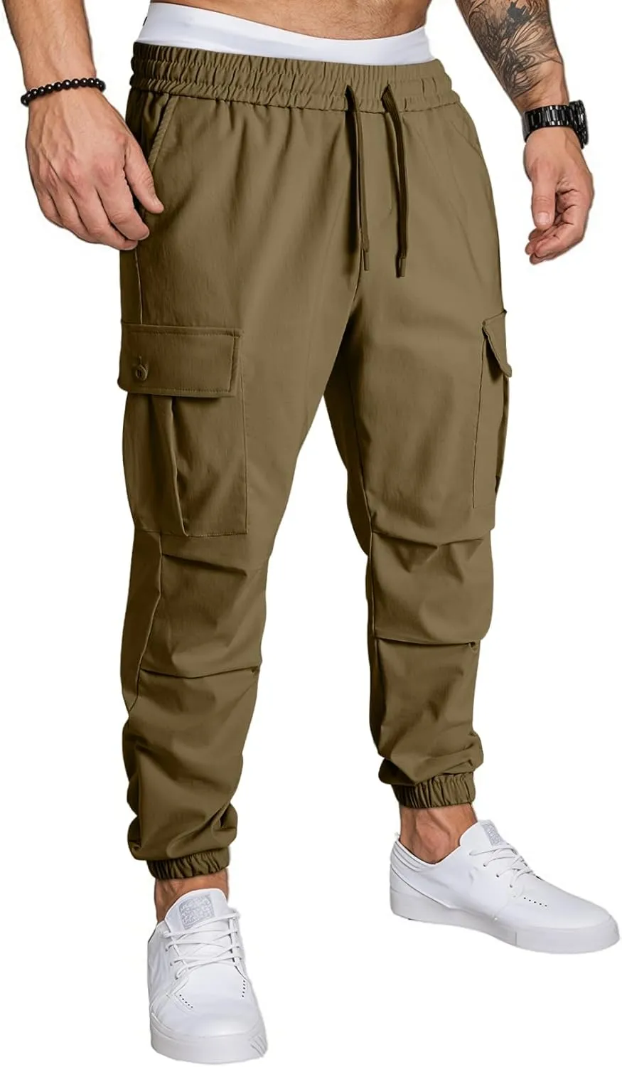 JMIERR Mens Casual Cargo Joggers Pants Elastic Waist Drawstring Stretch Relaxed Fit Work Pants Tapered Sweatpants