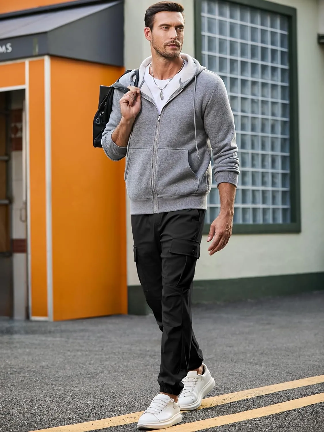 JMIERR Mens Casual Cargo Joggers Pants Elastic Waist Drawstring Stretch Relaxed Fit Work Pants Tapered Sweatpants