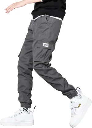 JMIERR Mens Casual Cargo Pants Stretch Elastic Waist Drawstring Joggers Pants Tapered Sweatpants for Men Multi Pockets