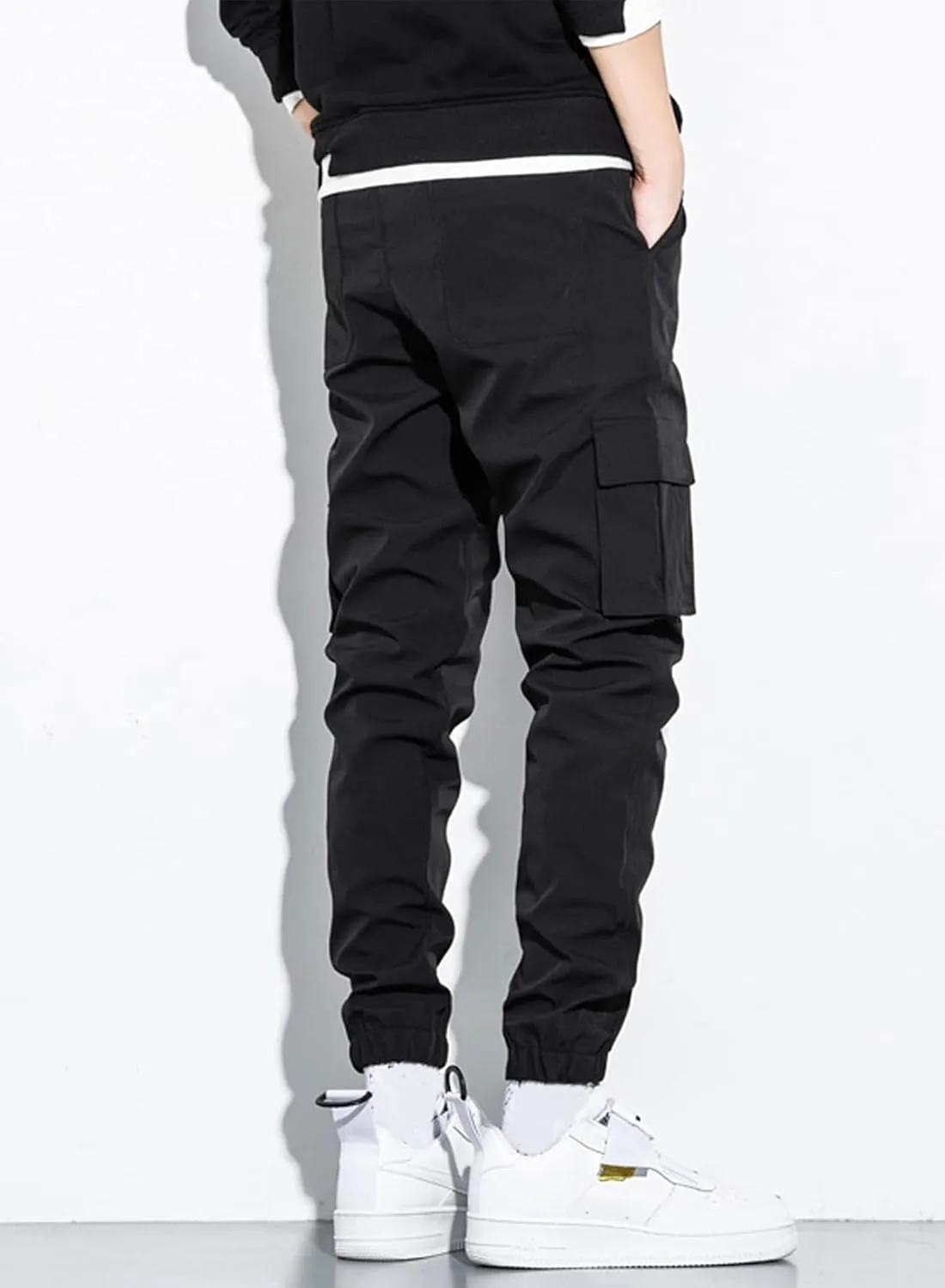 JMIERR Mens Casual Cargo Pants Stretch Elastic Waist Drawstring Joggers Pants Tapered Sweatpants for Men Multi Pockets