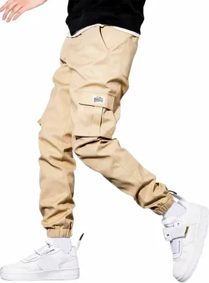 JMIERR Mens Casual Cargo Pants Stretch Elastic Waist Drawstring Joggers Pants Tapered Sweatpants for Men Multi Pockets