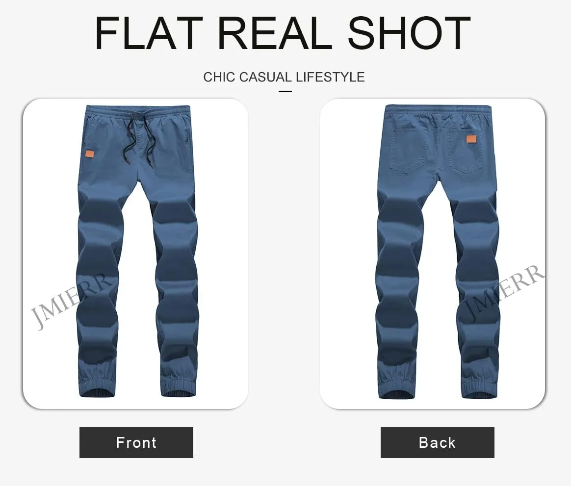 JMIERR Mens Casual Joggers Pants - Cotton Drawstring Chino Cargo Pants Hiking Outdoor Twill Track Jogging Sweatpants Pants