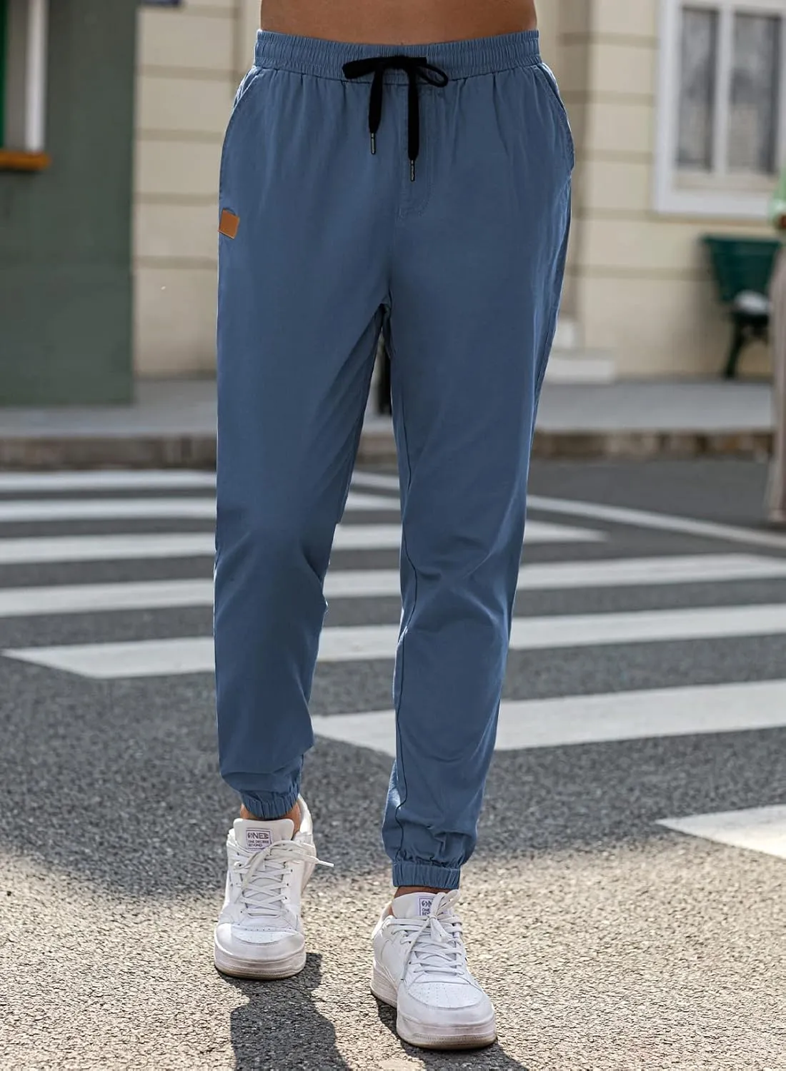 JMIERR Mens Casual Joggers Pants - Cotton Drawstring Chino Cargo Pants Hiking Outdoor Twill Track Jogging Sweatpants Pants