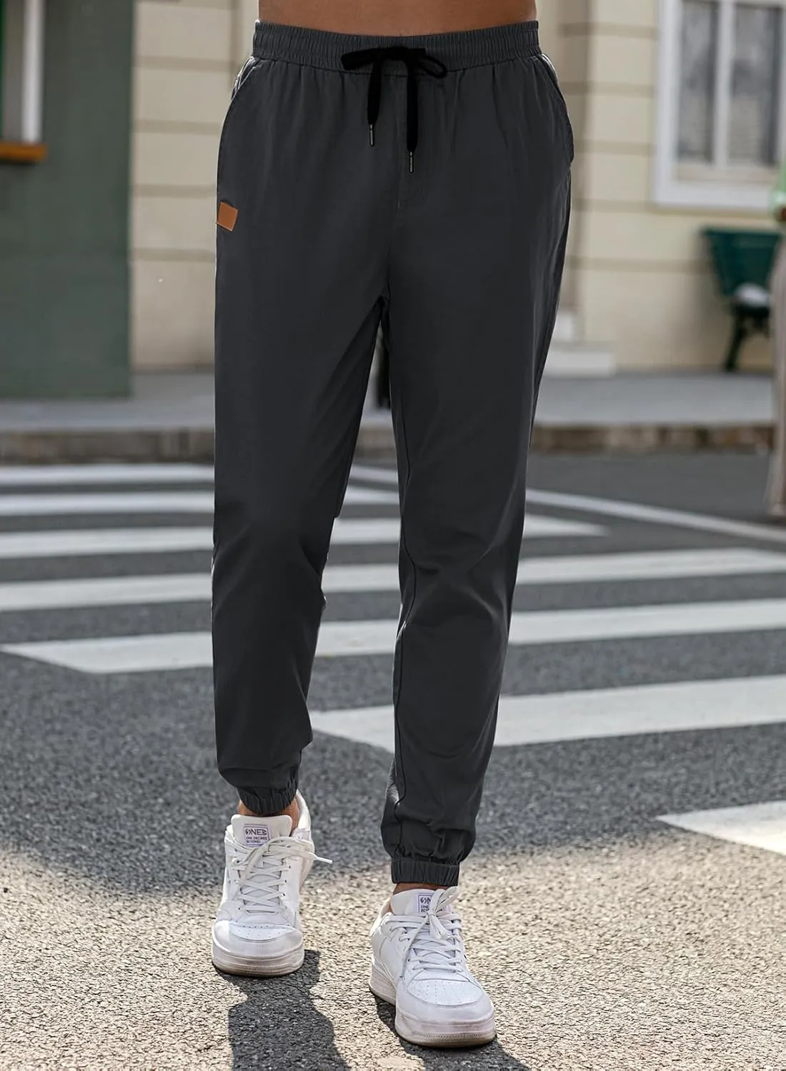 JMIERR Mens Casual Joggers Pants - Cotton Drawstring Chino Cargo Pants Hiking Outdoor Twill Track Jogging Sweatpants Pants