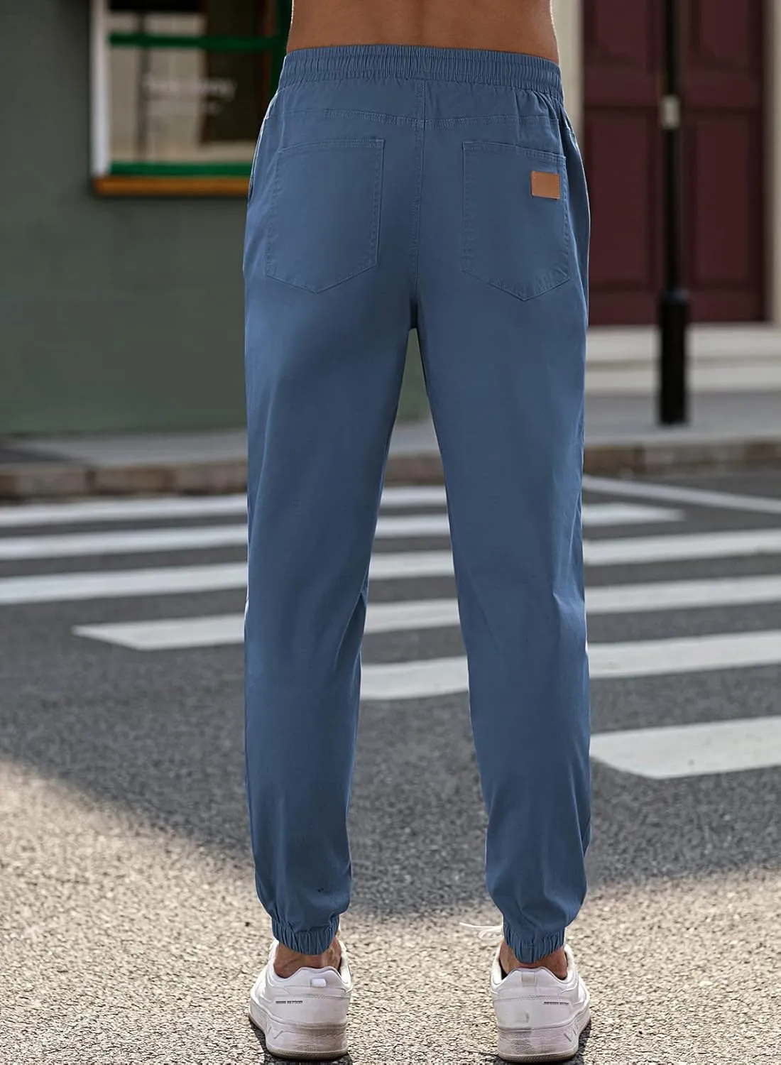 JMIERR Mens Casual Joggers Pants - Cotton Drawstring Chino Cargo Pants Hiking Outdoor Twill Track Jogging Sweatpants Pants