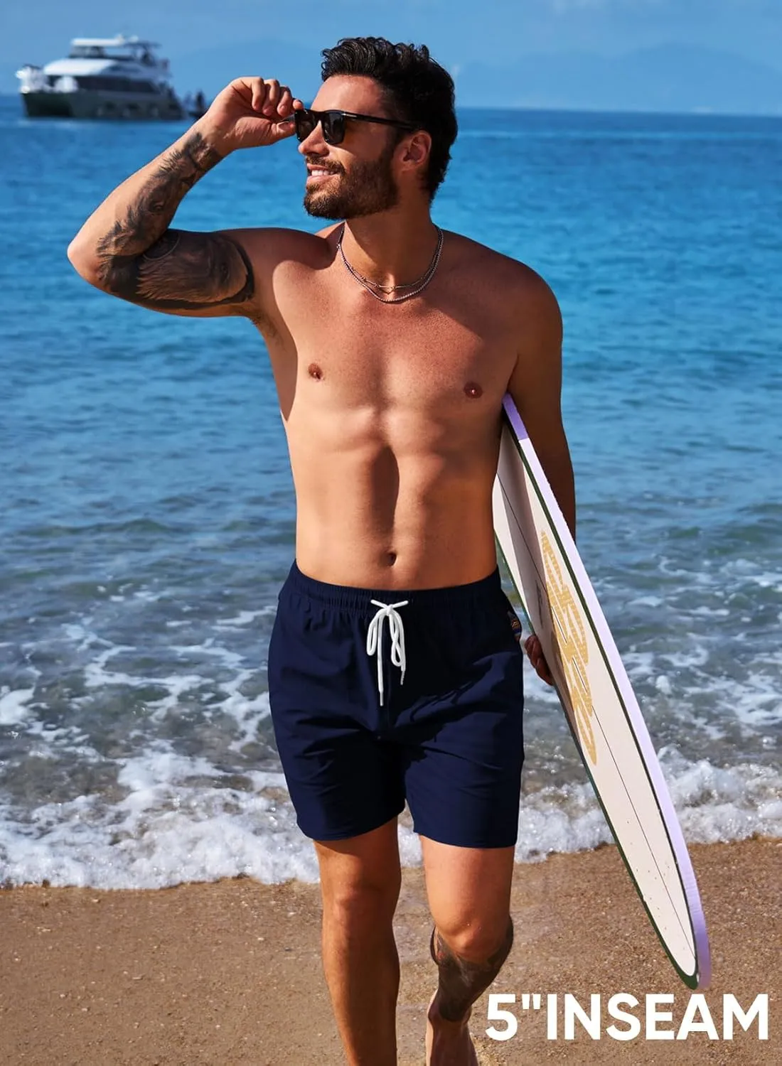 JMIERR Men's Casual Shorts 5"/ 7" Drawstring Summer Quick Dry Beach Stretch Waist Athletic Gym Short