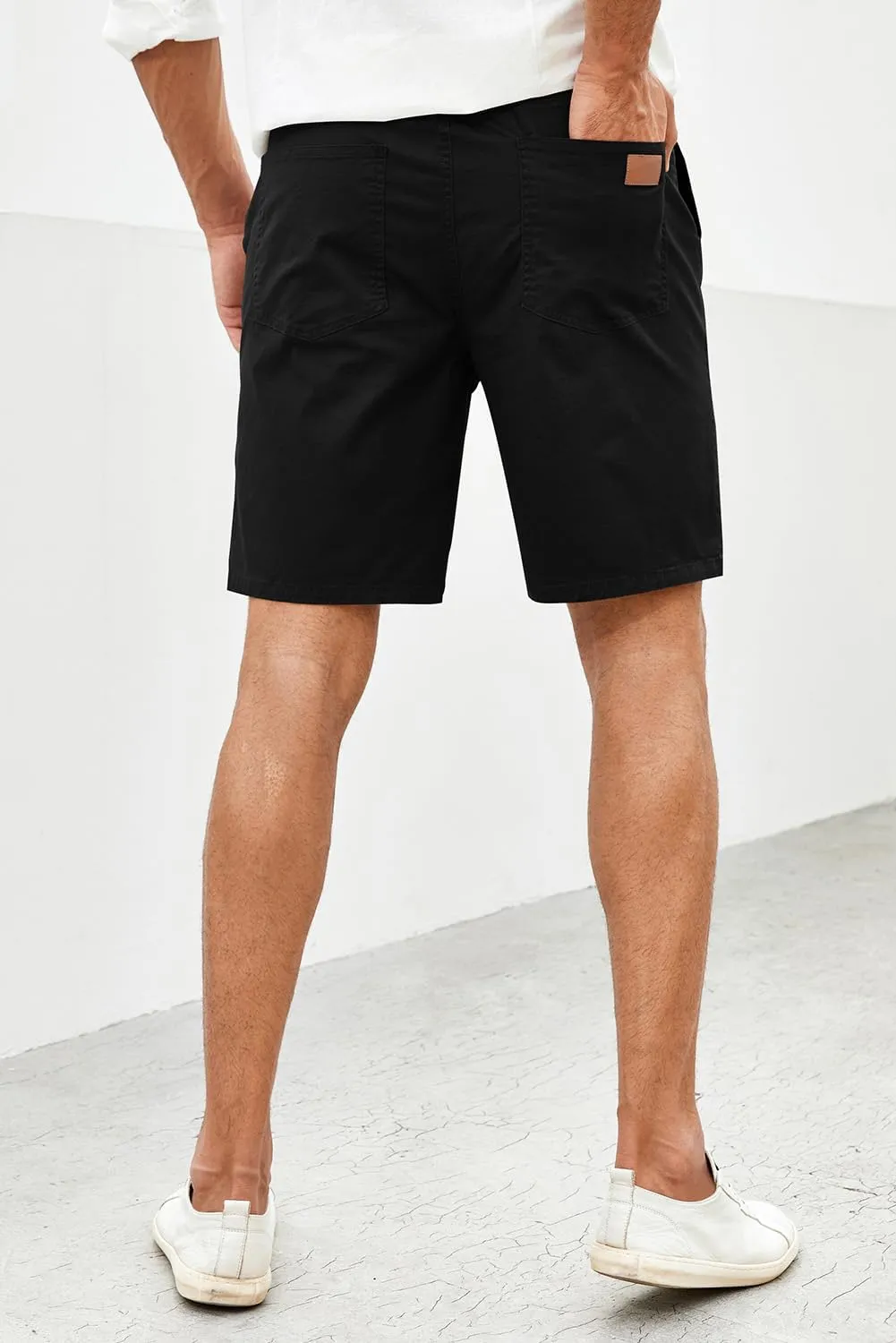 JMIERR Mens Casual Shorts - Cotton Drawstring Summer Beach Stretch Twill Chino Golf Shorts