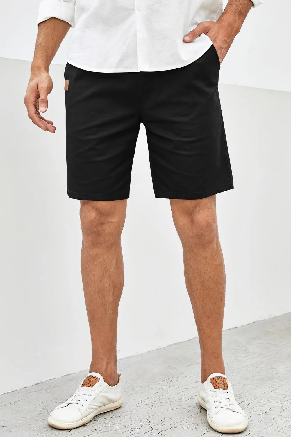 JMIERR Mens Casual Shorts - Cotton Drawstring Summer Beach Stretch Twill Chino Golf Shorts