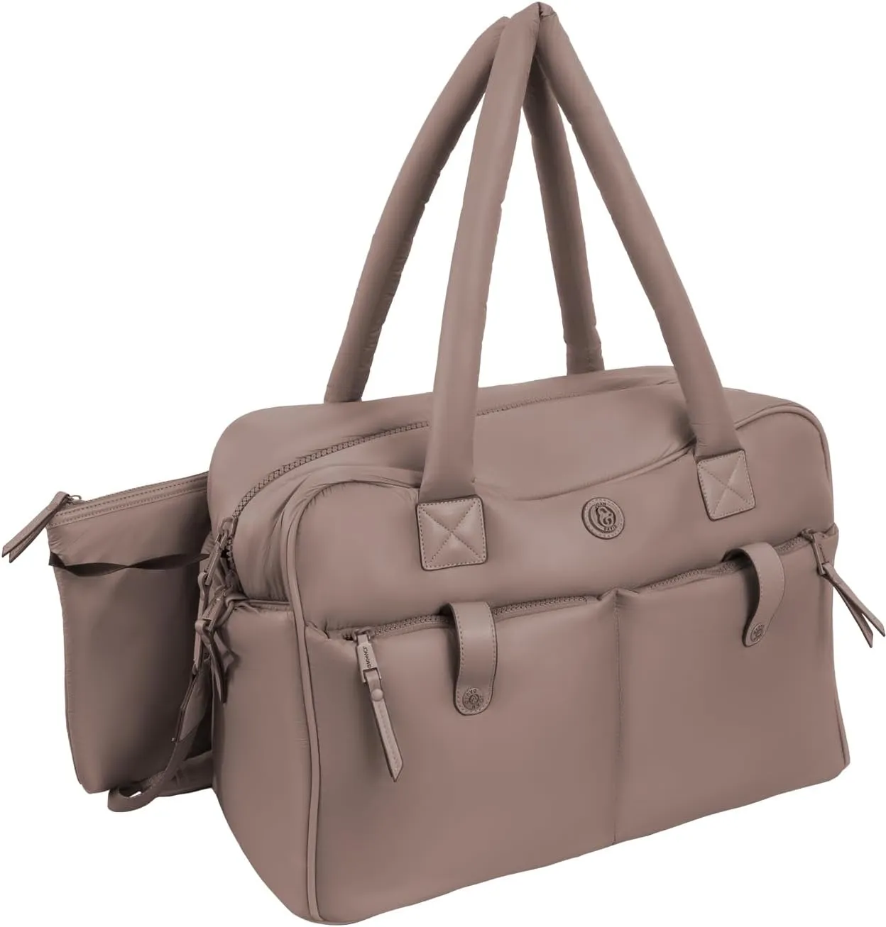 Joan & David 20 Inch Puffer Nylon Weekender Duffle (Stone)