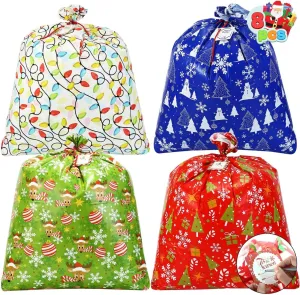 JOYIN 8 PCs Christmas Jumbo Gift Bags Heavy Duty 36” x 44” with Gift Tags for Large Gifts, Big Xmas Bag for Christmas Season, Gift Giving, Holiday Presents or Decorations