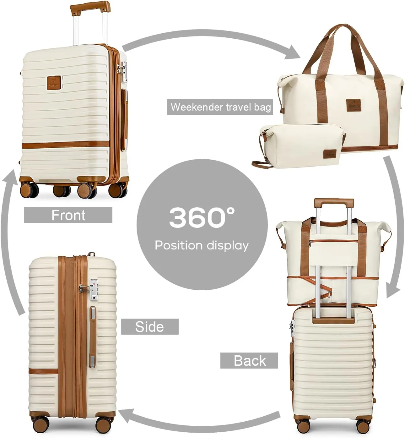 Joyway Carry on 20Inch &24 Inch Checked Luggage Set, 2-Piece Expandable Suitecase Set with Spinner Wheel, Hard Shell Suitcase with TSA Lock(White)