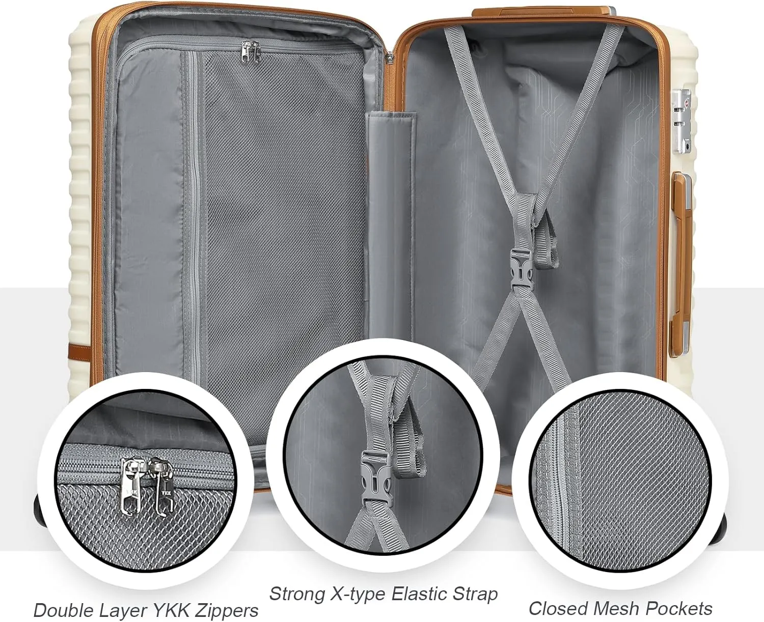 Joyway Carry on 20Inch &24 Inch Checked Luggage Set, 2-Piece Expandable Suitecase Set with Spinner Wheel, Hard Shell Suitcase with TSA Lock(White)