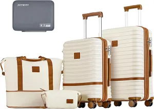 Joyway Carry on 20Inch &24 Inch Checked Luggage Set, 2-Piece Expandable Suitecase Set with Spinner Wheel, Hard Shell Suitcase with TSA Lock(White)
