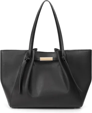 JQWSVE Faux Leather Tote Bag for Women Designer Shoulder Handbags Large Capacity Work Tote Bag Trendy Luxury Hobo Handbag (Black)