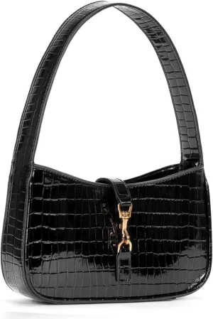 JQWSVE Purses for Women Shoulder Bag Y2k Red Purse Small Black Clutch Purse Faux Leather Hobo Handbag Cute Mini Tote Purse