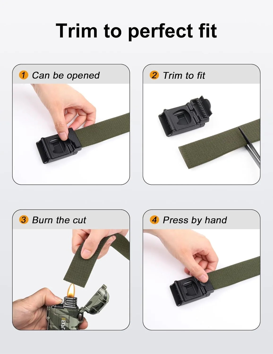 JUKMO Stretch Tactical Belt for Men, Military Work Rigger Hiking 1.5" Elastic Nylon Web Ratchet Quick Release Belt