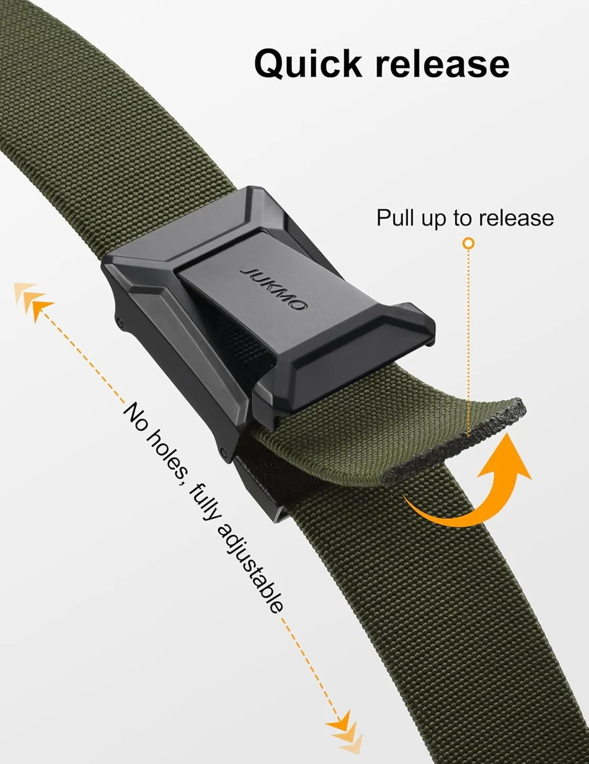 JUKMO Stretch Tactical Belt for Men, Military Work Rigger Hiking 1.5" Elastic Nylon Web Ratchet Quick Release Belt