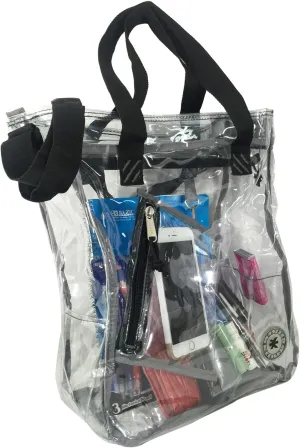 K-Cliffs Heavy Duty Clear Tote Deluxe See Through Messenger Work Bag Durable Transparent PVC Lunch Bag