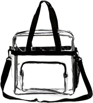 K-Cliffs Heavy Duty Clear Tote Deluxe See Through Messenger Work Bag Durable Transparent PVC Lunch Bag