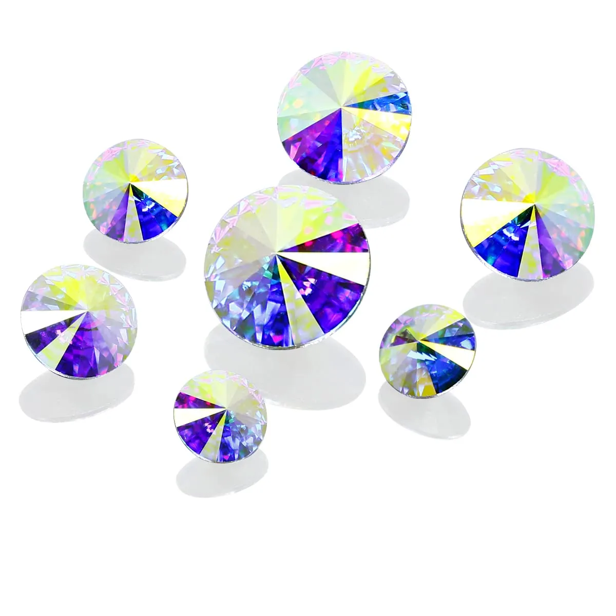 K9 Glass Crystal AB Nail Rhinestones Pointed Back Crystals Mix Sizes Gems Stones Decorations Set for Nail Art Clothing Jewelry Shoes Bags, Especially for Nails Design