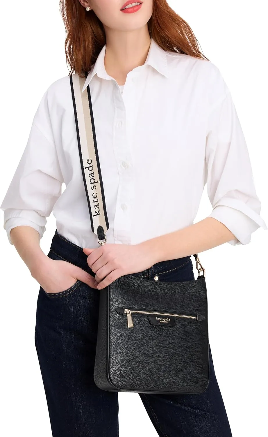 kate spade new york Women's Hudson Pebbled Leather Messenger Crossbody