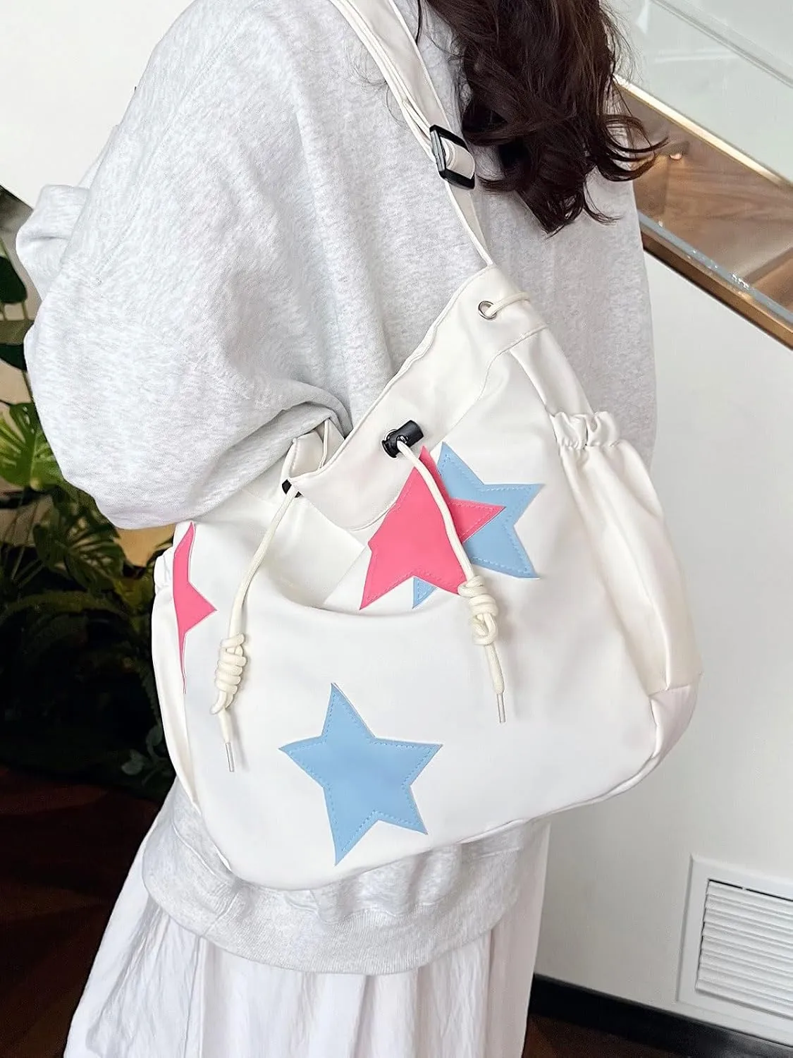 Kawaii Crossbody Bag with cute Pin and Pendant, Lightweight Japanese Messenger Bags Y2K Shoulder Bag for Women Men