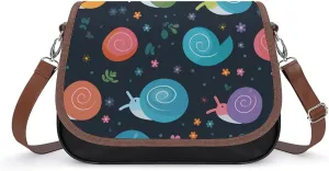 Kawaii Snails Women's PU Leather Purses Crossbody Shoulder Bag Messenger Bag