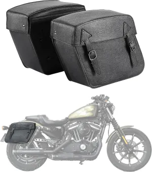 KEMIMOTO Motorcycle Saddlebags with Tail lights Moving Backwards 32L Leather Saddle Bags Motorcycles Compatible with Sportster 883