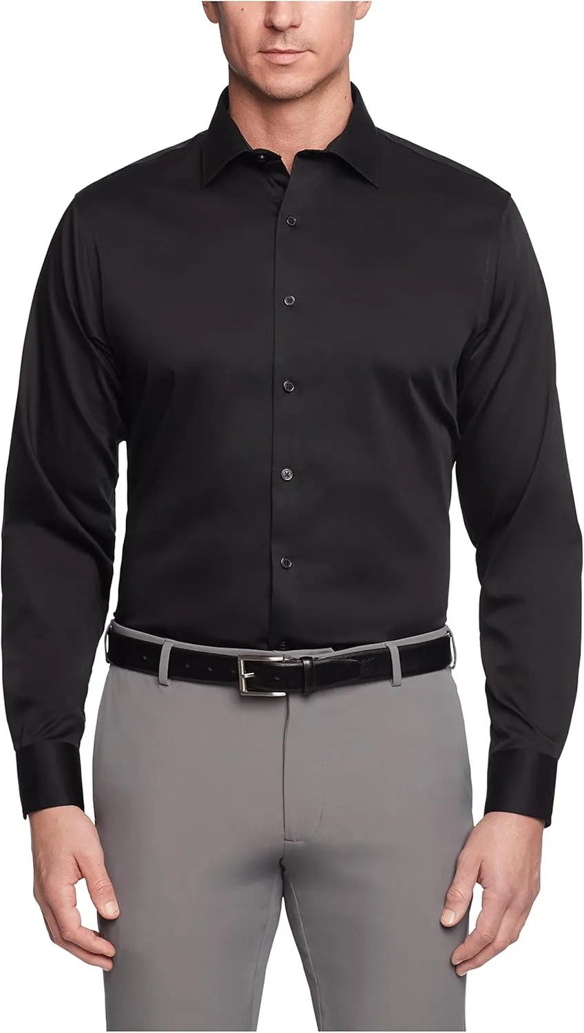 Kenneth Cole Men's Dress Shirt Regular Fit Stretch Collar Non Iron Solid