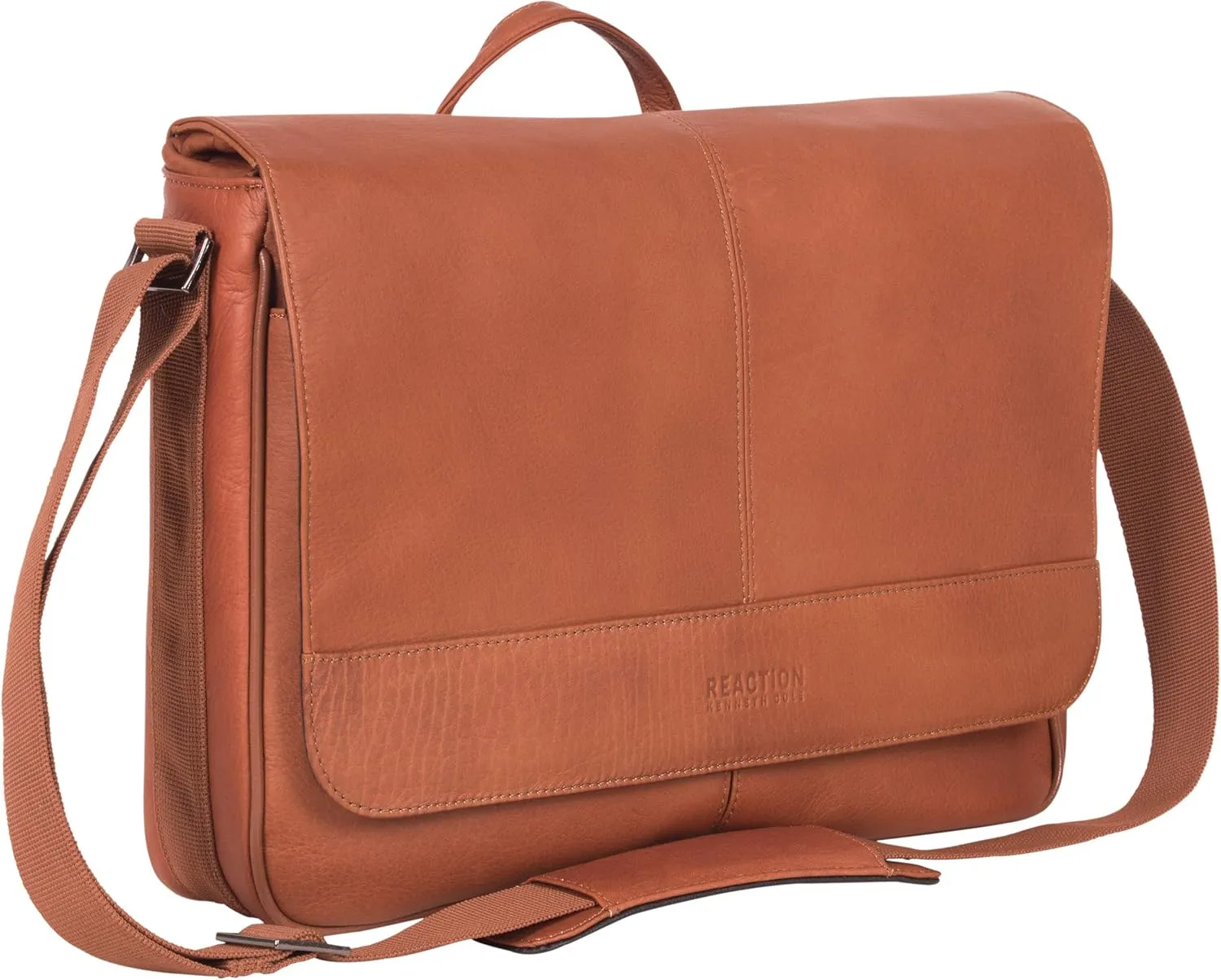 Kenneth Cole REACTION Risky Business Messenger Full-Grain Colombian Leather Crossbody Laptop Case & Tablet Day Bag