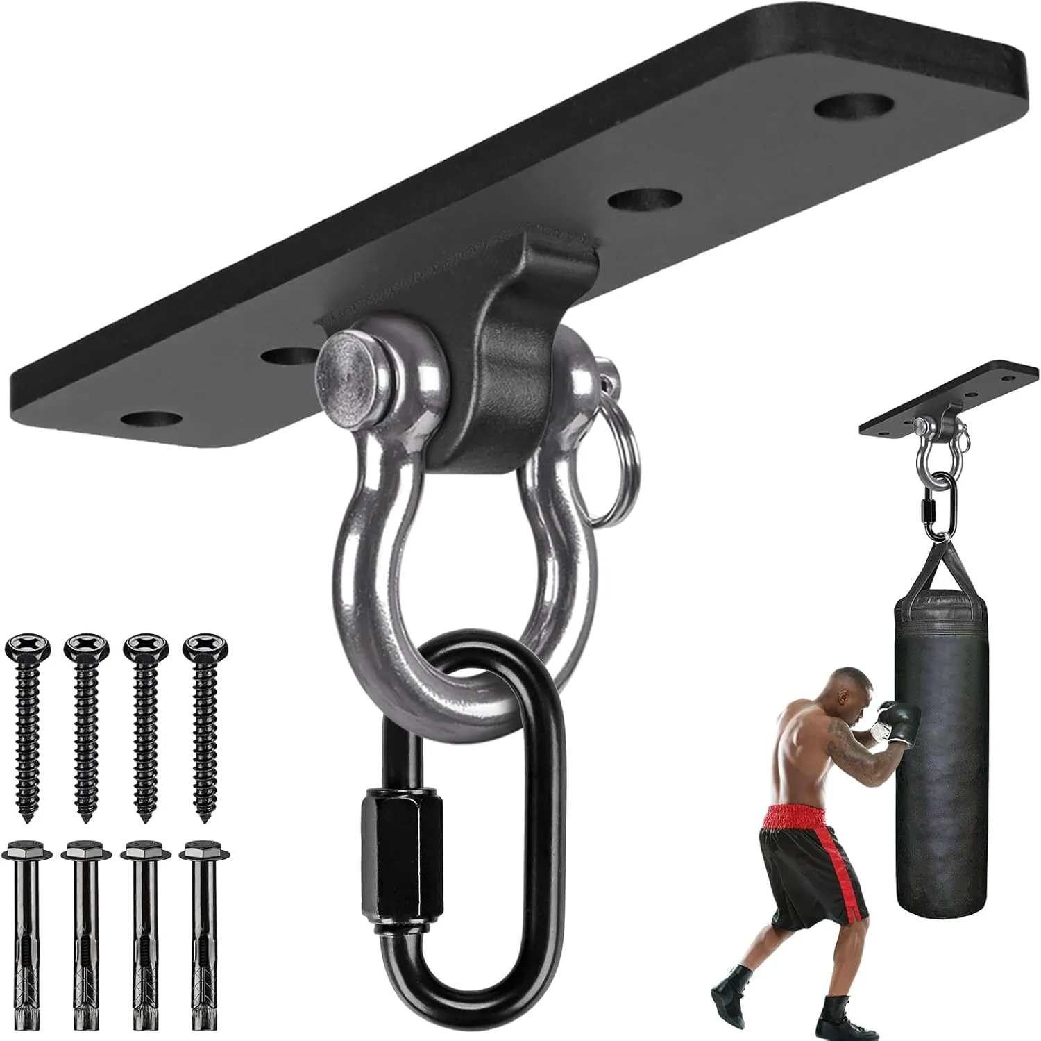 Kipika Heavy Bag Hanger - Heavy Duty Punching Bag Mount Steel Hanger Bracket, Ceiling Wall Mount Wood Beam Hook Holder for Boxing, Kickboxing, and Home Gym Fitness Equipment