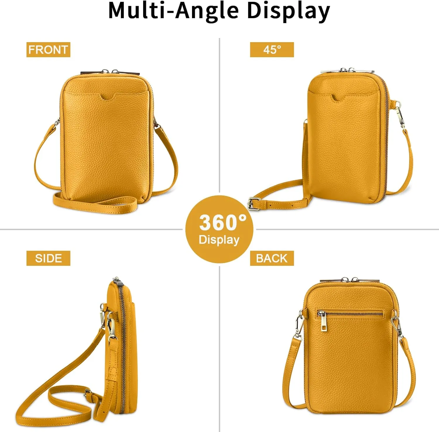 KITATU Crossbody Cell Phone Purses for Women Luxury Genuine Leather Small Crossbody Bags Wallet Purses with RFID Blocking