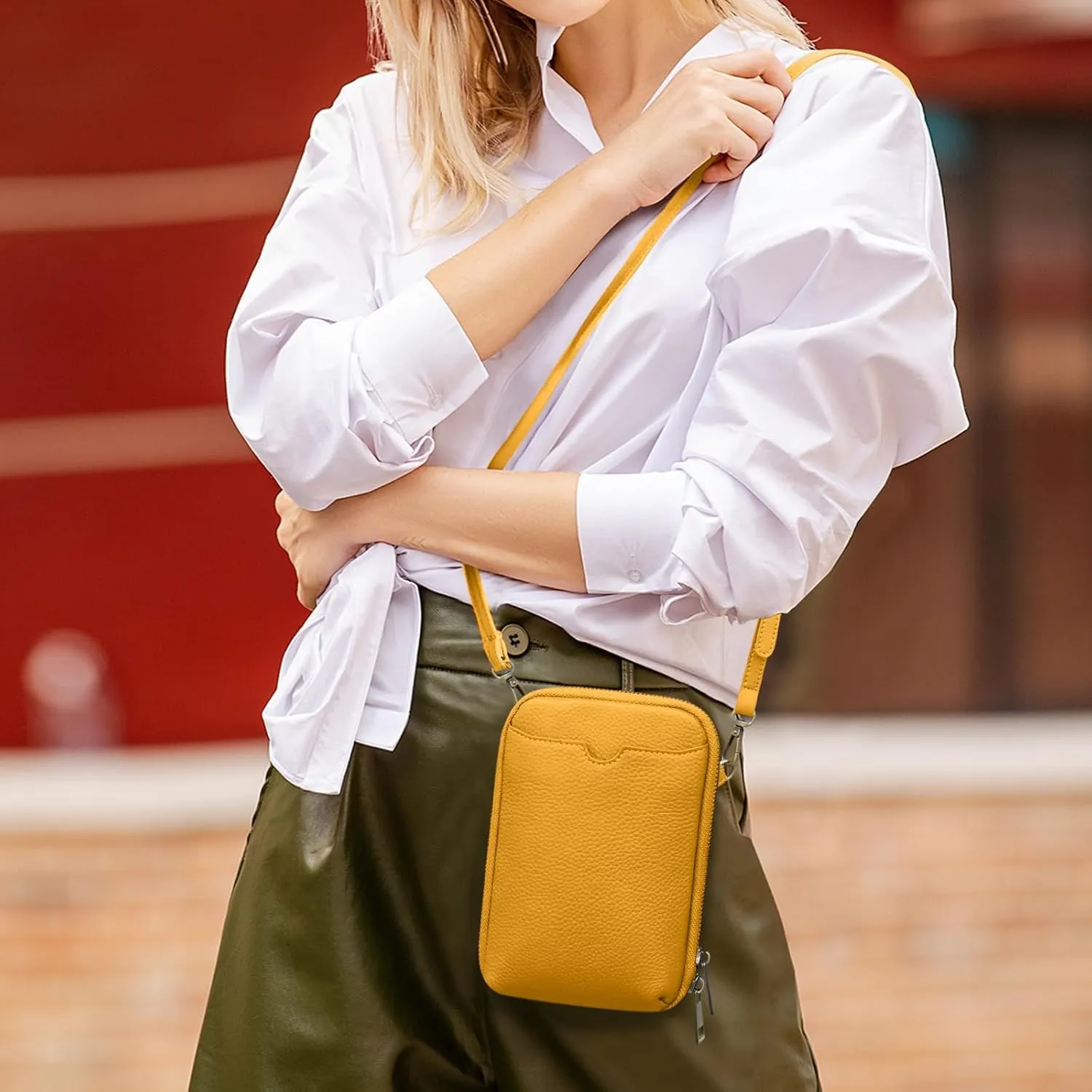 KITATU Crossbody Cell Phone Purses for Women Luxury Genuine Leather Small Crossbody Bags Wallet Purses with RFID Blocking