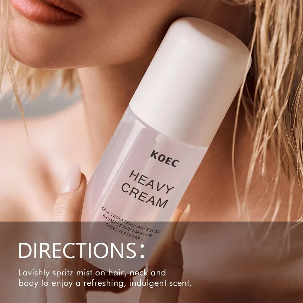 KOEC Heavy Cream Hair & Body Fragrance Mist, Long-lasting Middle Eastern Perfume (Creamy Vanilla)