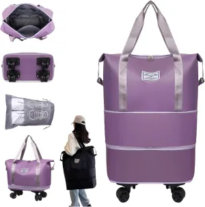 Kulken Travel Bag with Wheels, 2025 New Large Capacity Travel Bag - Universal Wheel Removable, Lightweight Expandable (1*Light Purple)