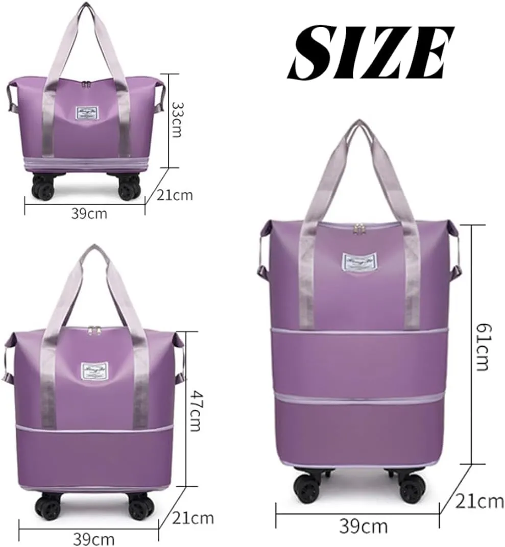 Kulken Travel Bag with Wheels, 2025 New Large Capacity Travel Bag - Universal Wheel Removable, Lightweight Expandable (1*Light Purple)